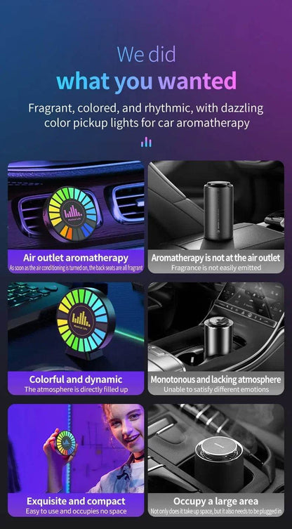 Aromatherapy Magnetic Pickup Lamp Colorful Ambient Air Fresher Round RGB Lights Rechargeable for Car Air Outlet or Room - HORA GIFT