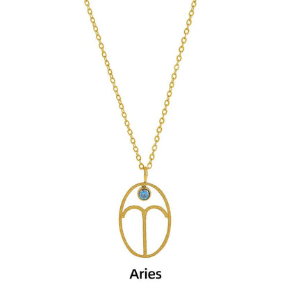Zodiac Necklace for Women Aries Leo Pisces Sagittarius 12 Constellation Stainless Steel Neck Chains Jewelry Girl Birthday Gifts - HORA GIFT