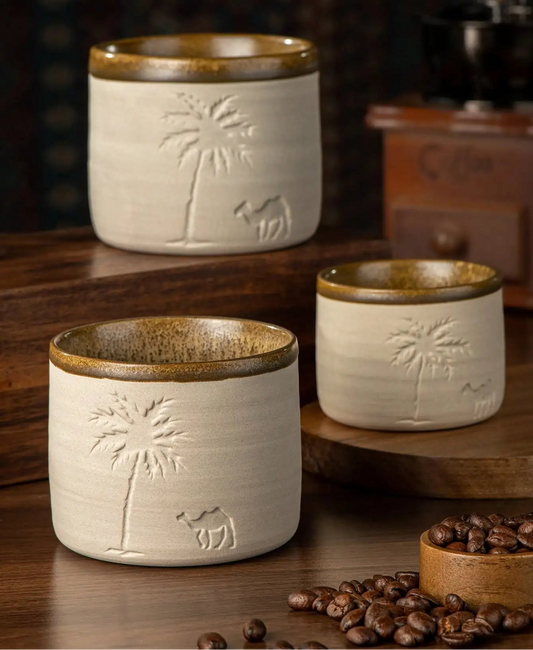 1pc Desert Camel & Palm Tree Ceramic Coffee Mug Coffee Cup - Reusable, Hand-Wash, Gift, Home Decor, Durable Cup for Gatherings