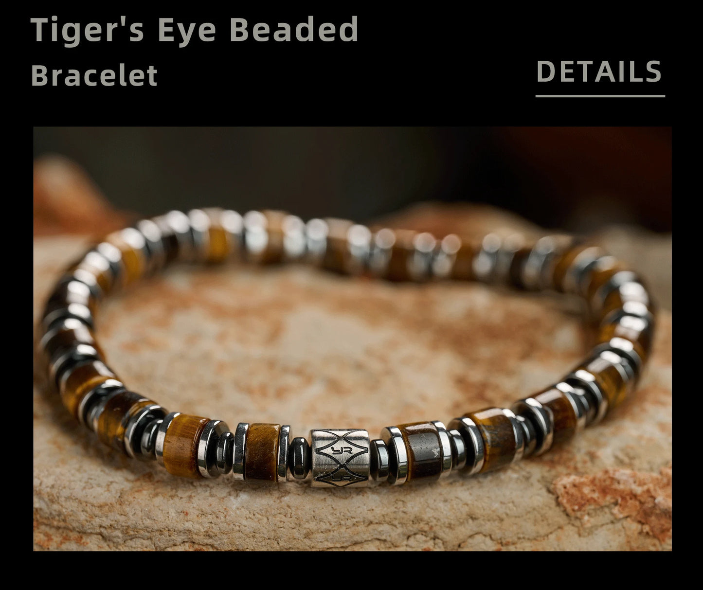 Men's Tiger Eye Bracelet - Natural Stone for Grounding & Protection | Adjustable Healing Crystal Gift for Him