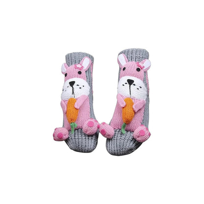 Women'S Thick Knit Proof Warm Casual Floor Carpet Socks Non-Slip Foot Warmer Snow Funny Cute Cartoon Animals Prints Socks 3d ﻿