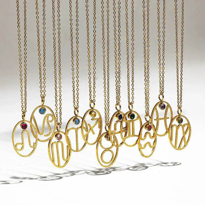Zodiac Necklace for Women Aries Leo Pisces Sagittarius 12 Constellation Stainless Steel Neck Chains Jewelry Girl Birthday Gifts - HORA GIFT