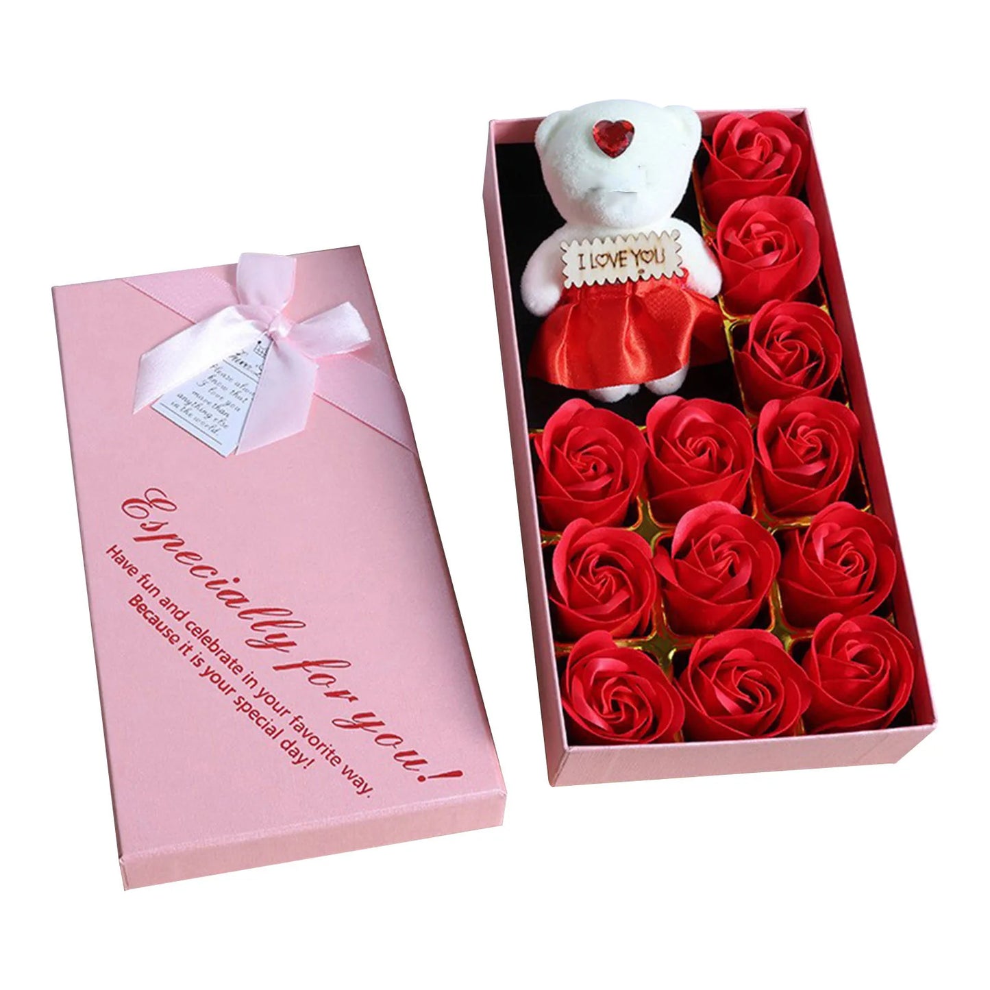 Soap Rose Romantic Scented Bath Soap Flowers Home Decor Fake Flower Wedding Pink Petal Valentine's Day Party Gift Box