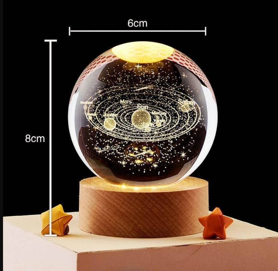 LED Night Light Galaxy Crystal Ball Table Lamp 3D Planet Moon Glowing Planetary - HORA GIFT