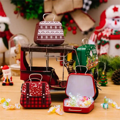 Christmas Decoration Metal Box Handbag Shape Tin Jar Jewelry Storage Cas - HORA GIFT
