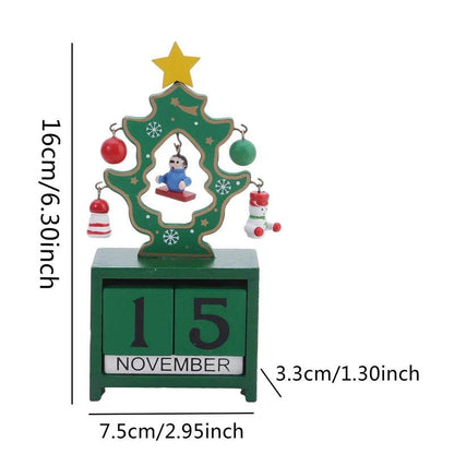 Christmas Count Down Calendar Santa Claus Elk Snowman Wooden Calendar - HORA GIFT