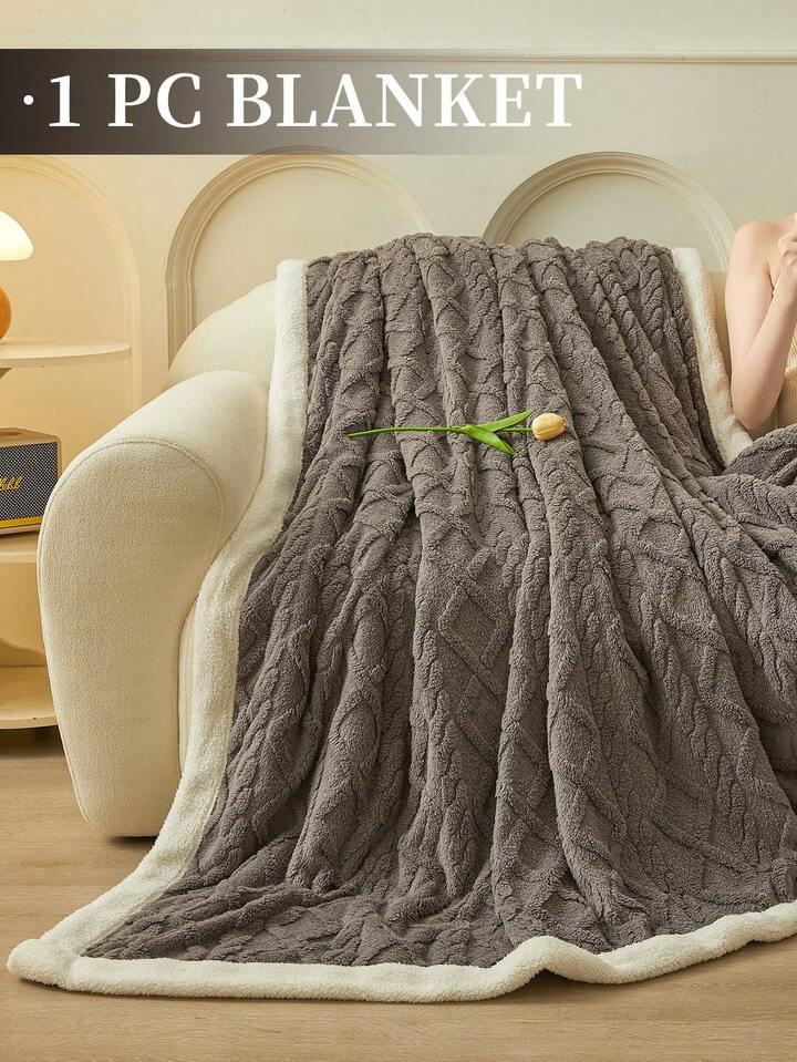 1pc Jacquard Sherpa Weighted Blanket 10lbs for Adults- Soft, Warm, and Thickened Calm Blanket for Ultimate Comfort